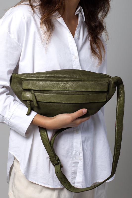 Olive Green Leather Shoulder Bag