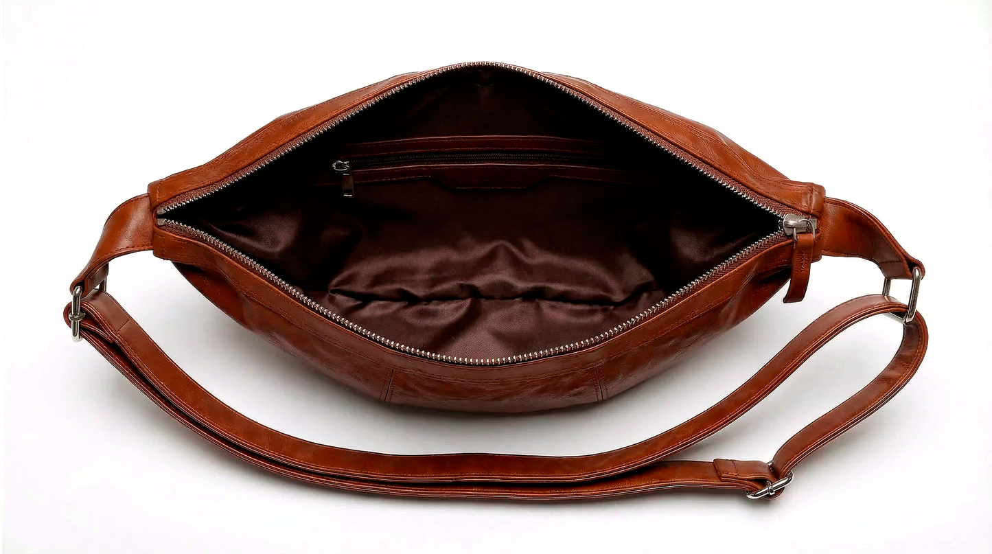 Cognac Brown Half Moon Bag
