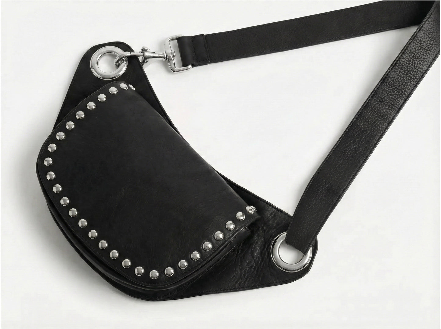 Black Studded Flap Bag