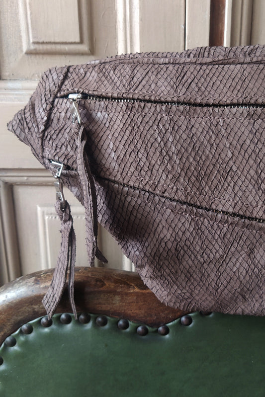 Oversized Print Leather Bum Bag