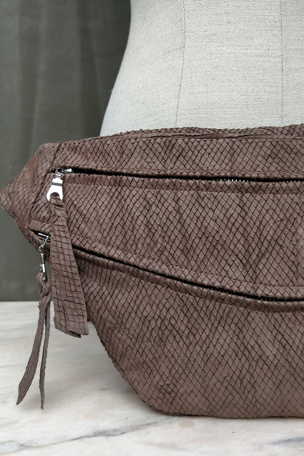 Oversized Print Leather Bum Bag