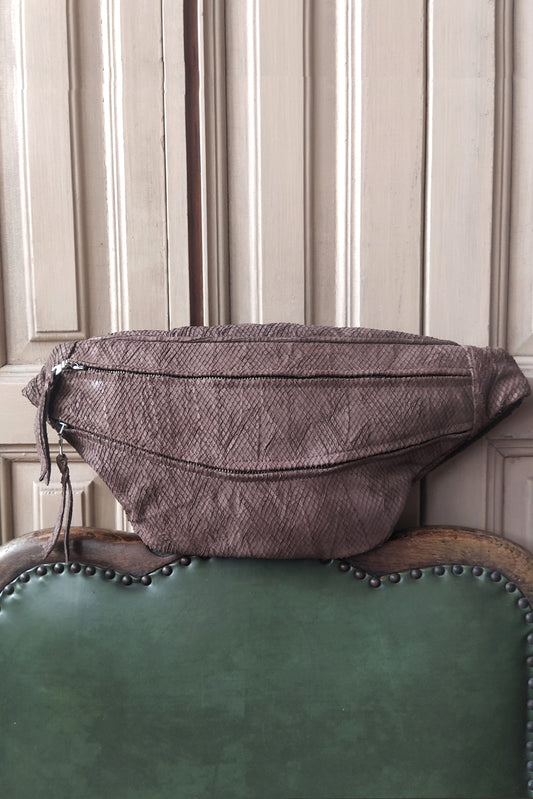 Oversized Print Leather Bum Bag