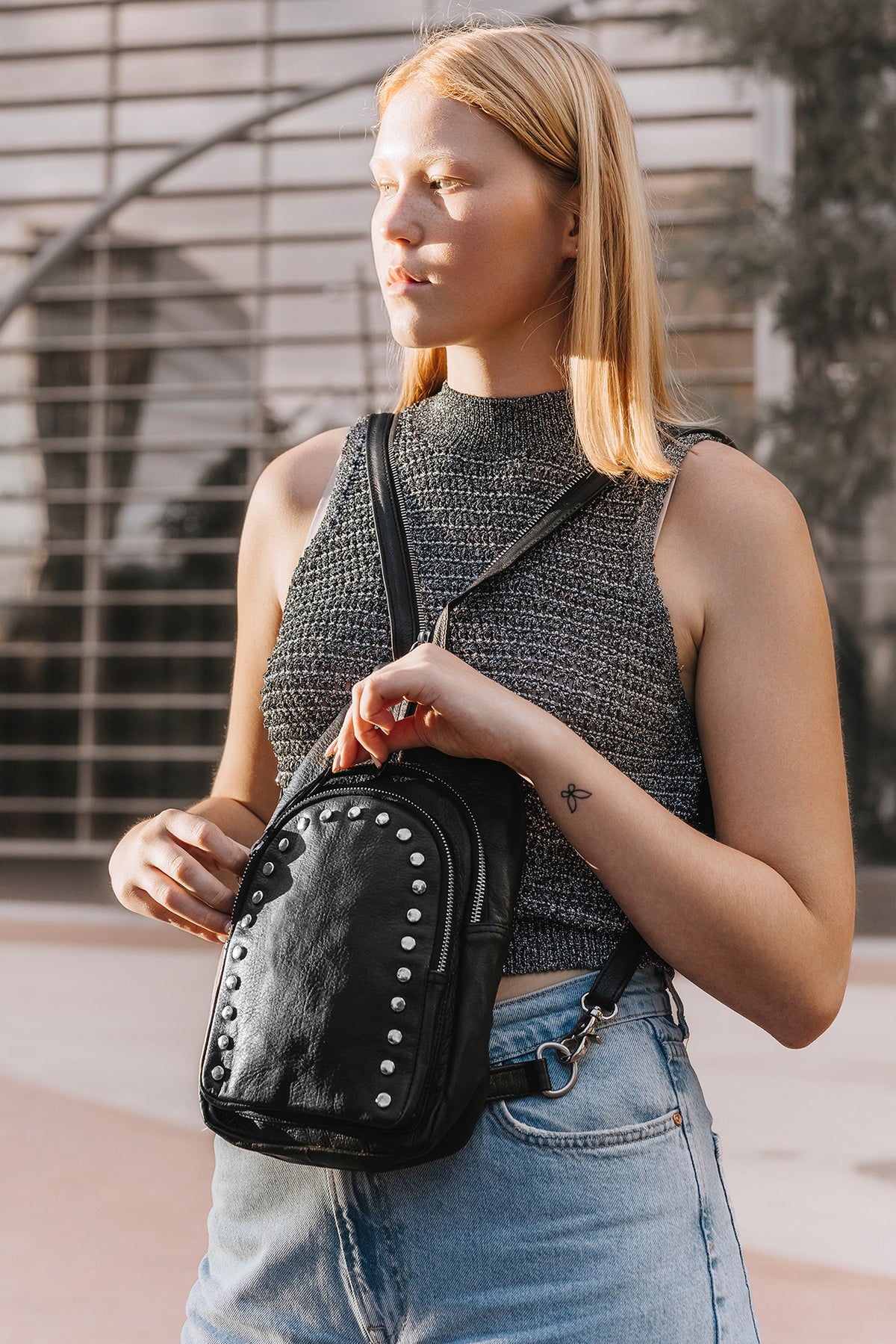 Small Edgy Leather Backpack