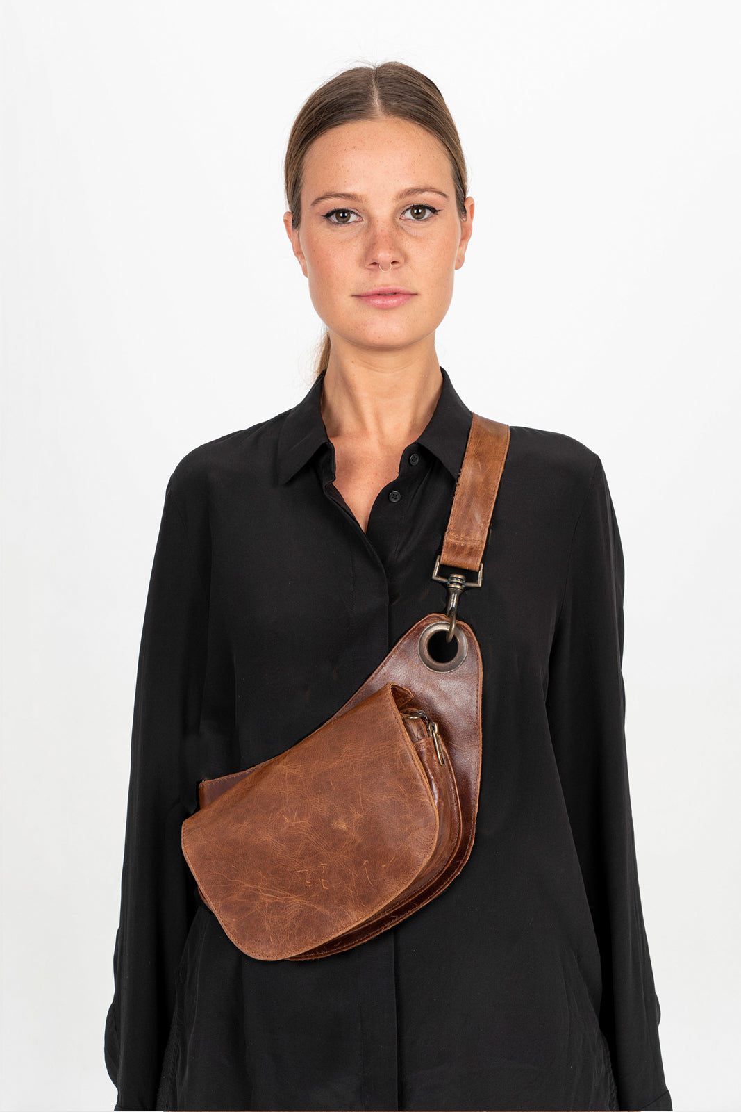 Natural Tan Leather Hip Bag