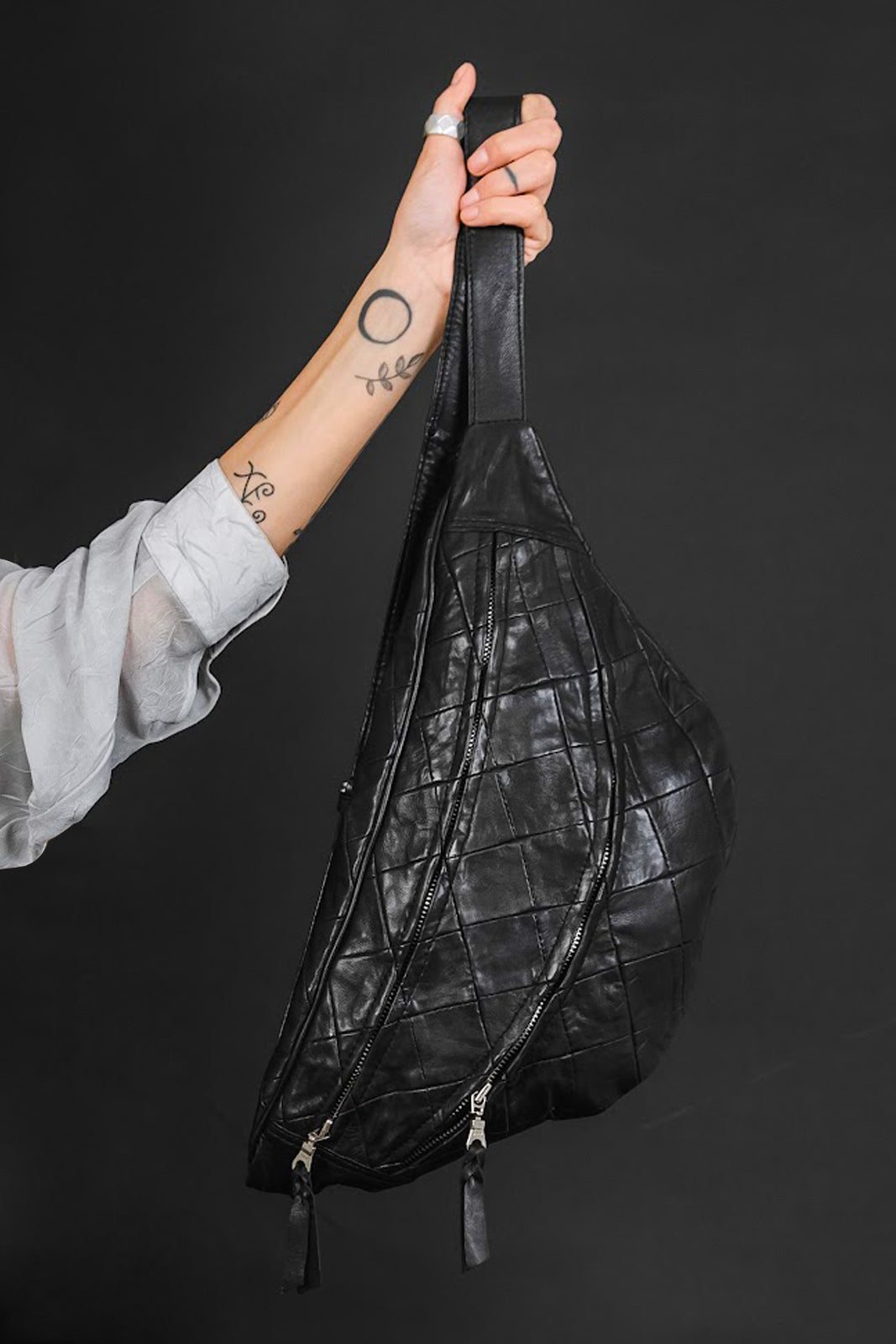 Quilted Black Leather Sling Bag