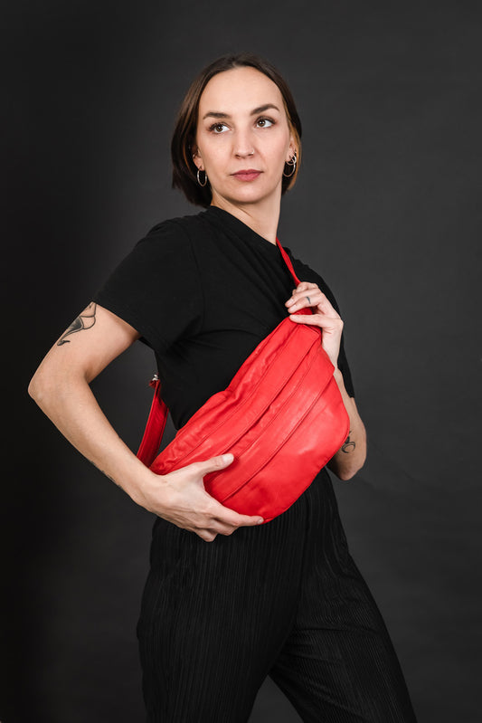 Slouchy Red Leather Bag
