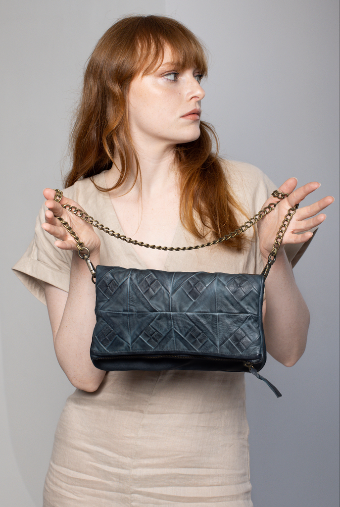 LEATHER FOLDED CLUTCH