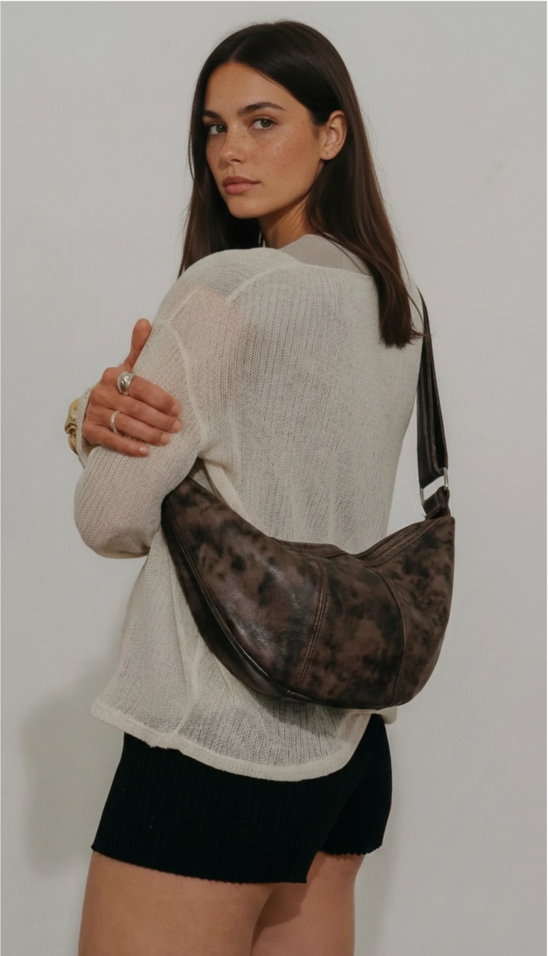 Vintage Brown Croissant Bag