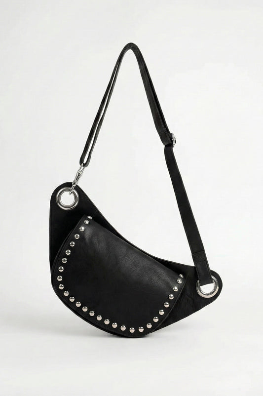 Black Studded Flap Bag