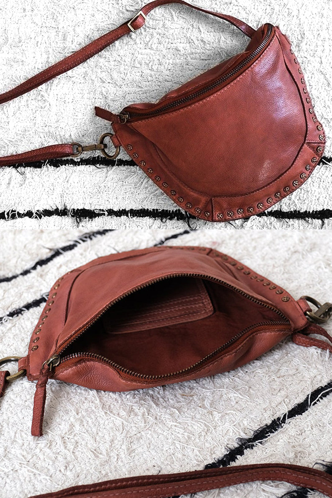 Tan Half Moon Purse