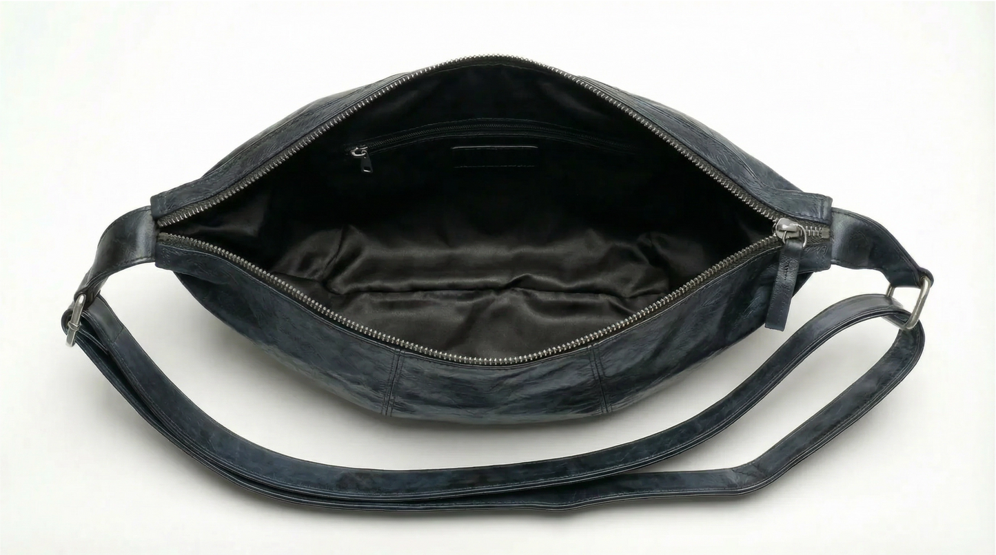 Vintage Grey Half Moon Bag