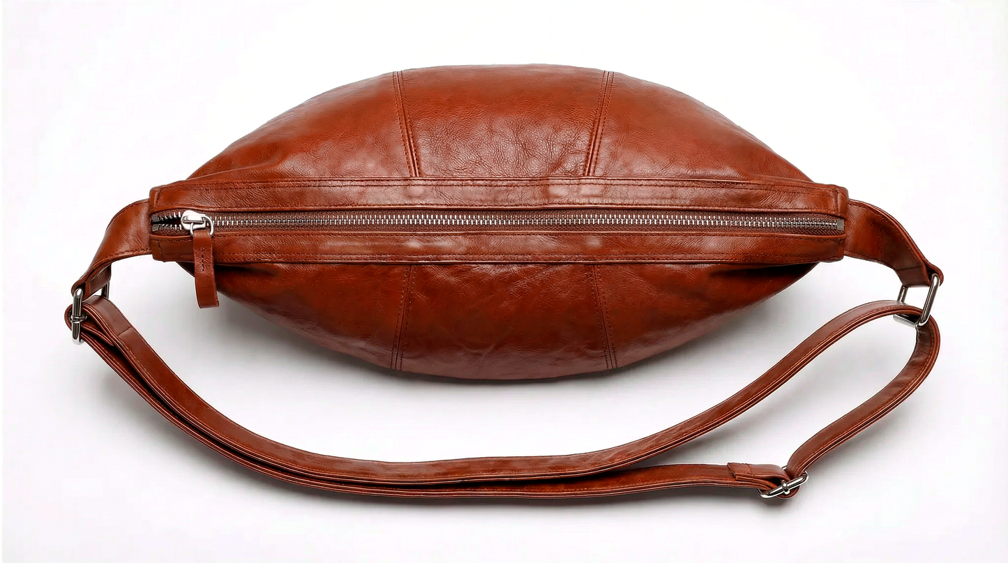 Cognac Brown Half Moon Bag