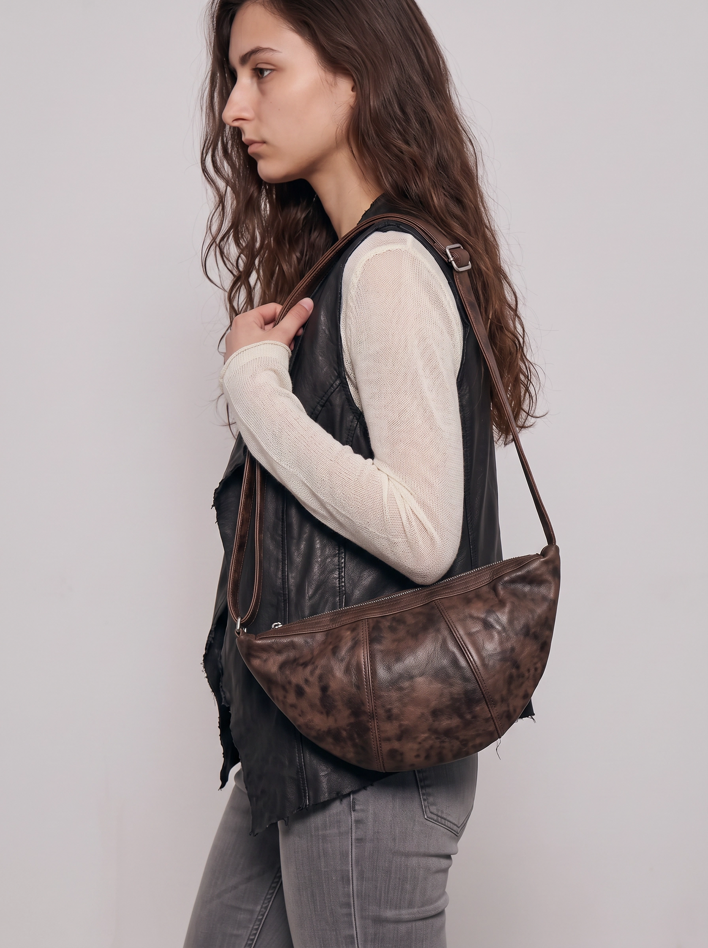 Vintage Brown Croissant Bag