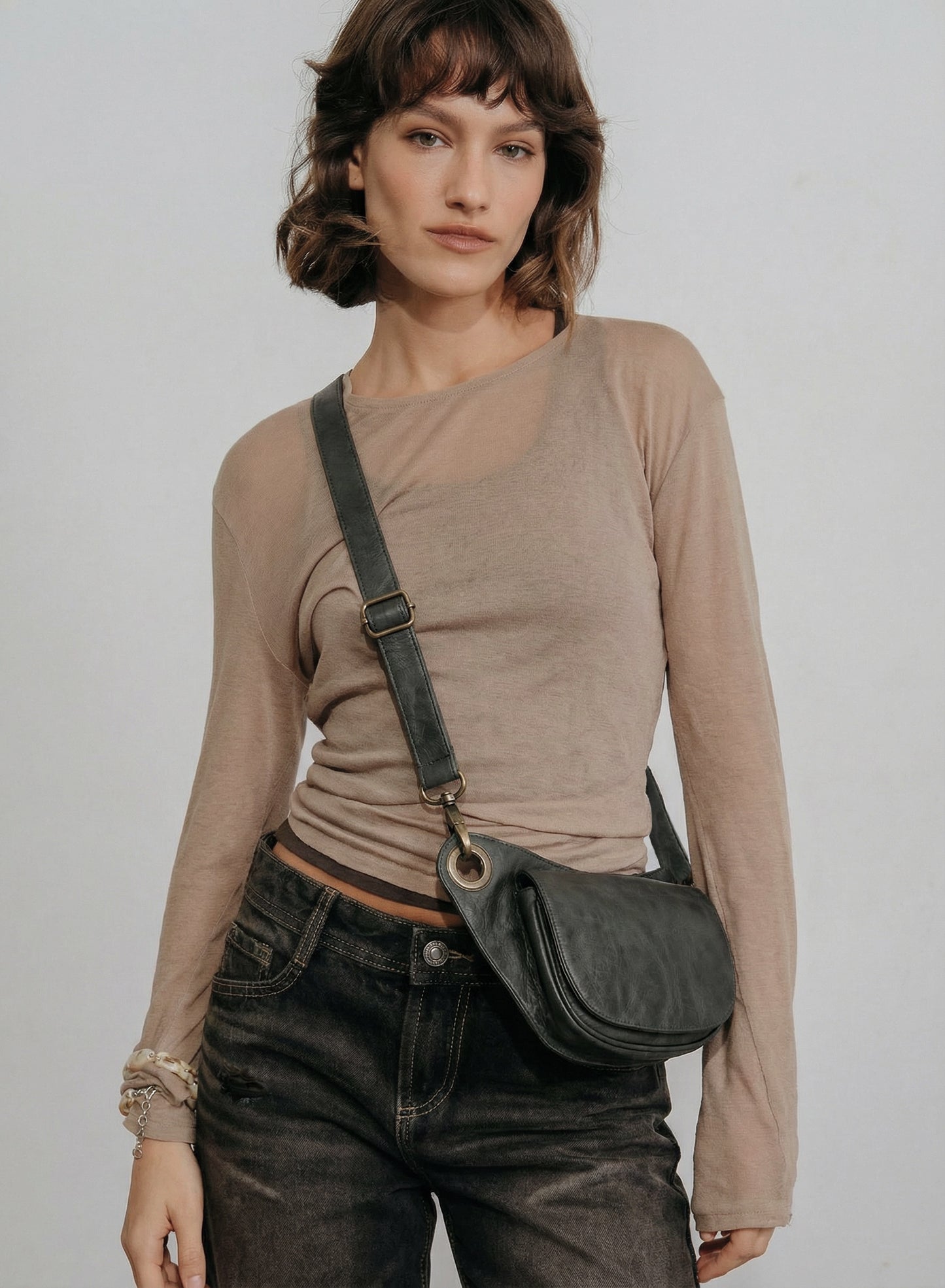 Grey Distressed Travel Pouch