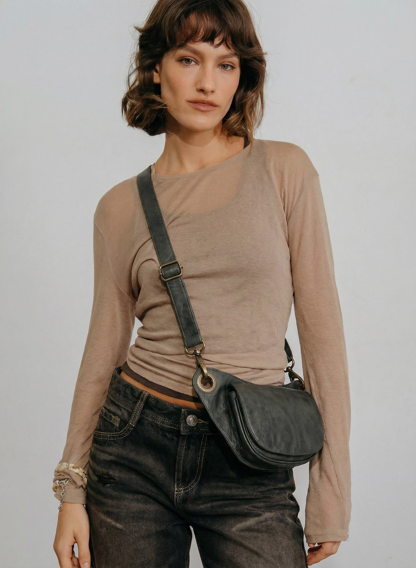 Grey Distressed Travel Pouch