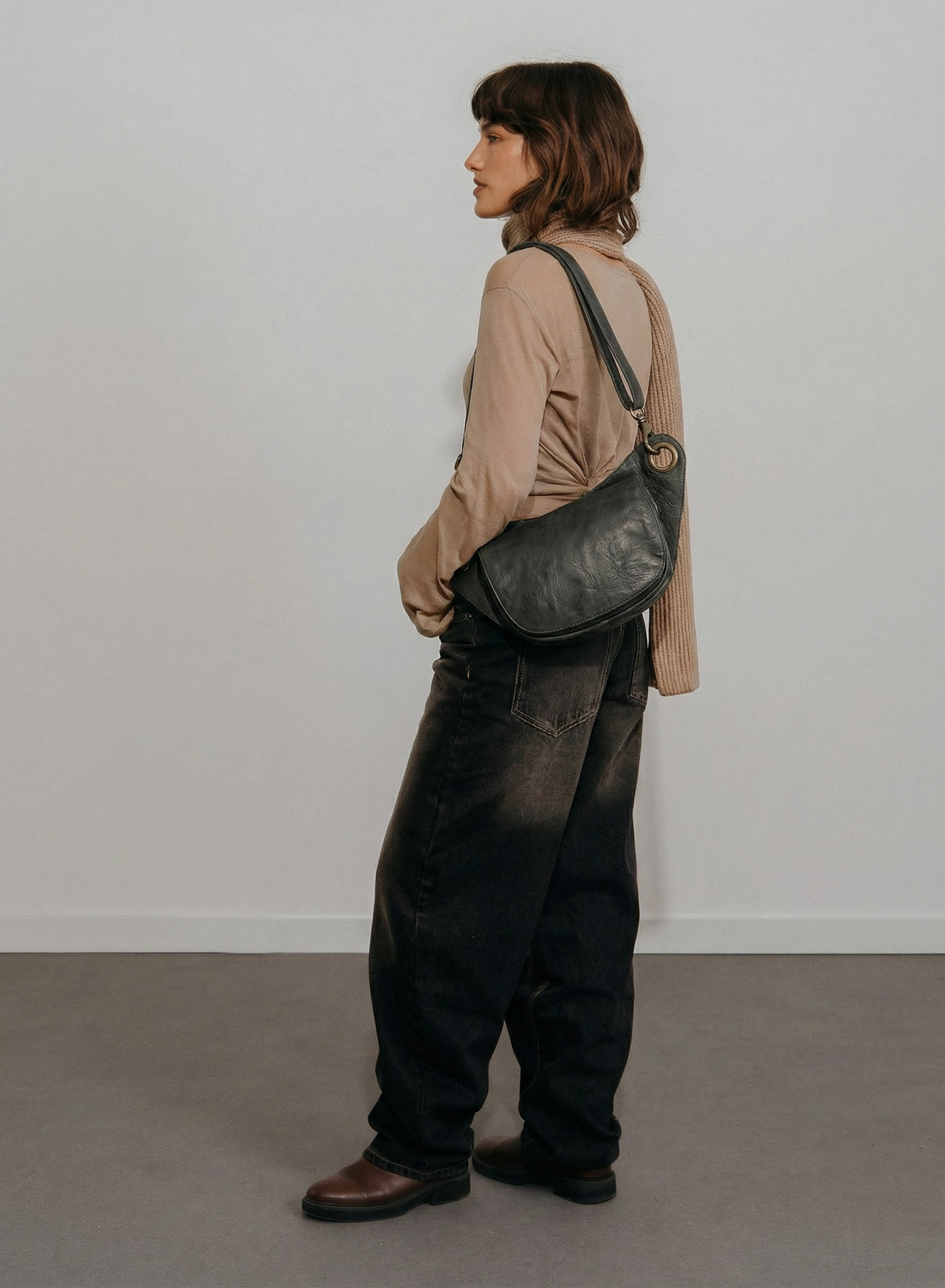 Grey Distressed Travel Pouch