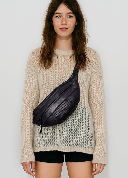 Italian Leather Sling Bag Black