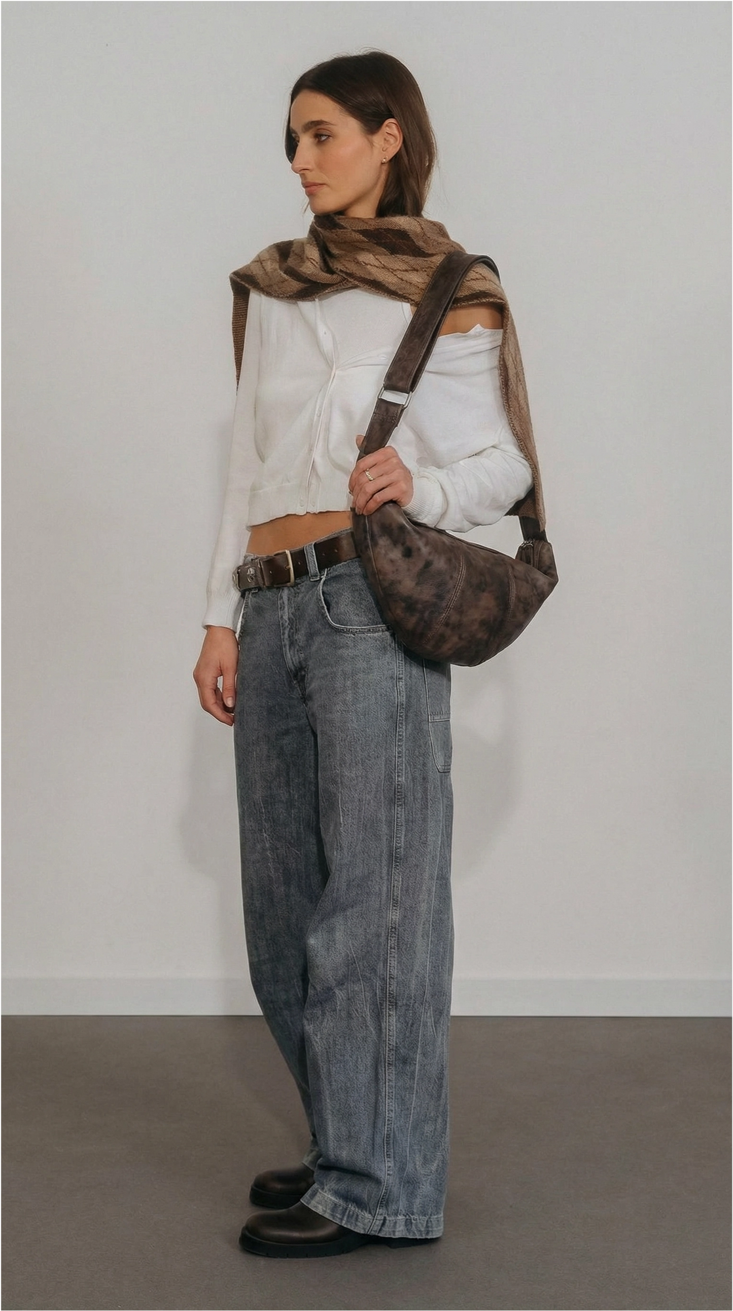 Vintage Brown Croissant Bag