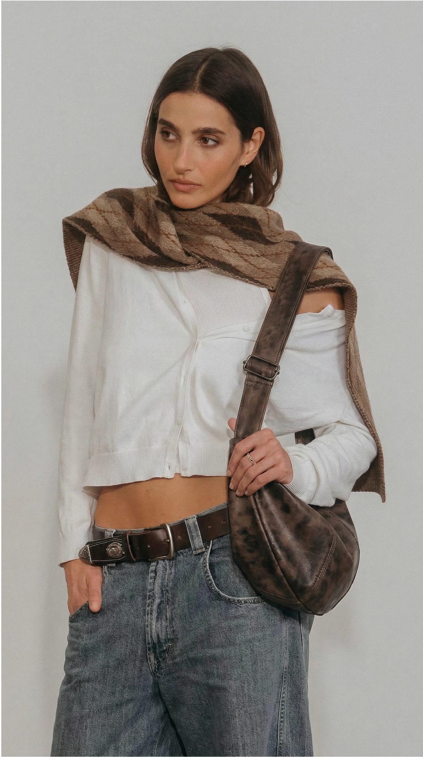 Vintage Brown Croissant Bag