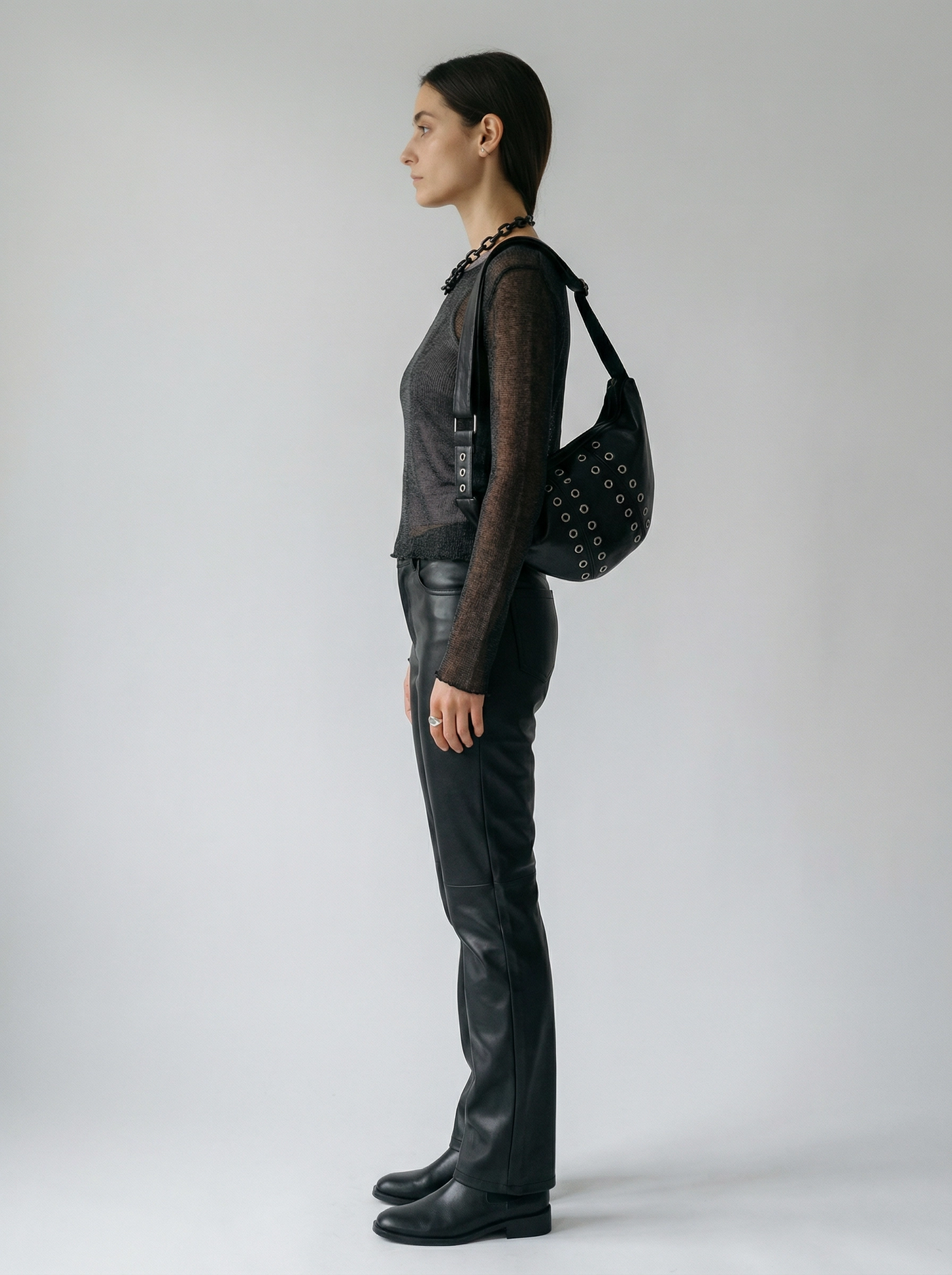 Eyelet Studded Shoulder Bag