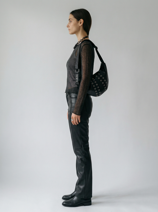 Eyelet Studded Shoulder Bag