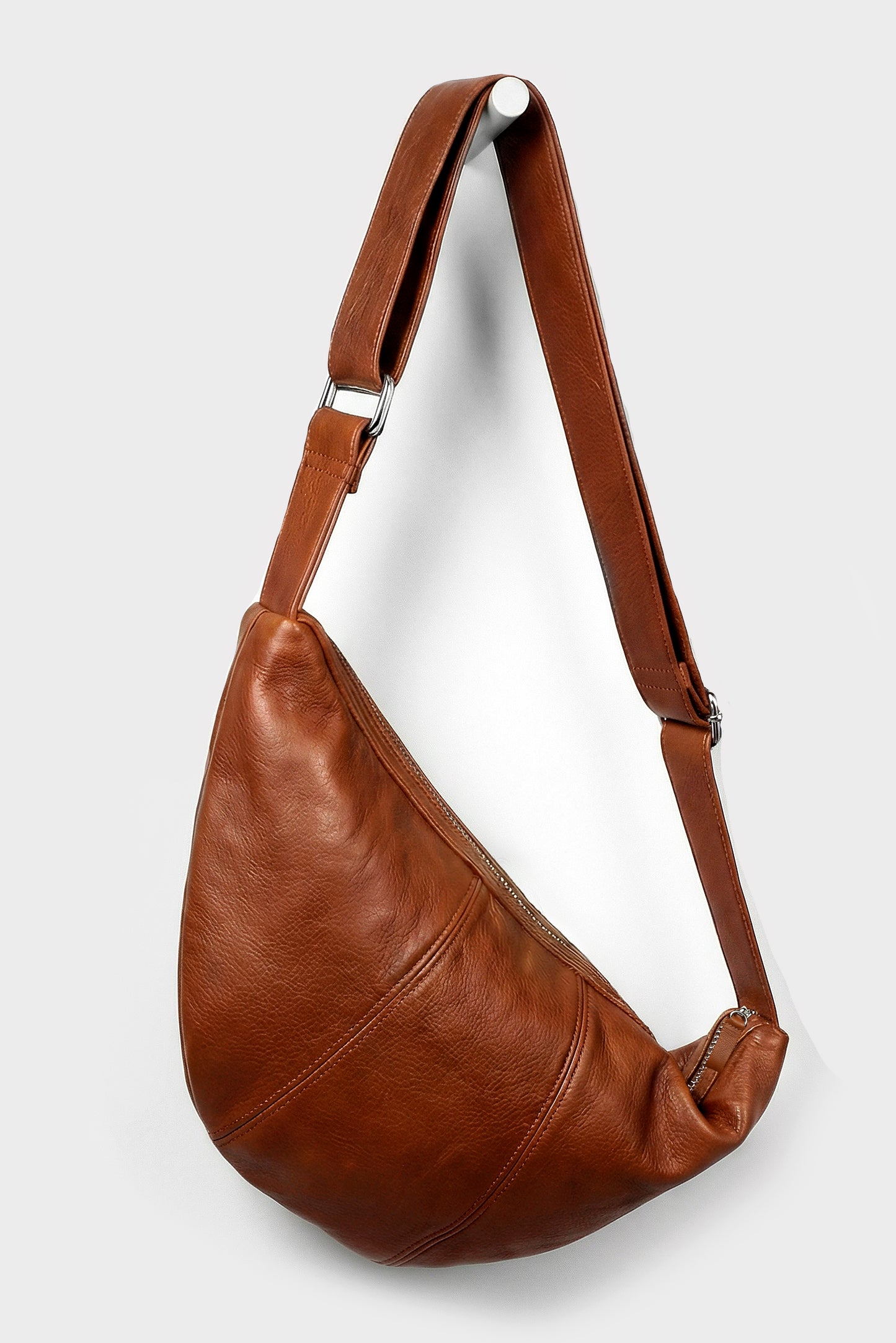 Cognac Brown Half Moon Bag