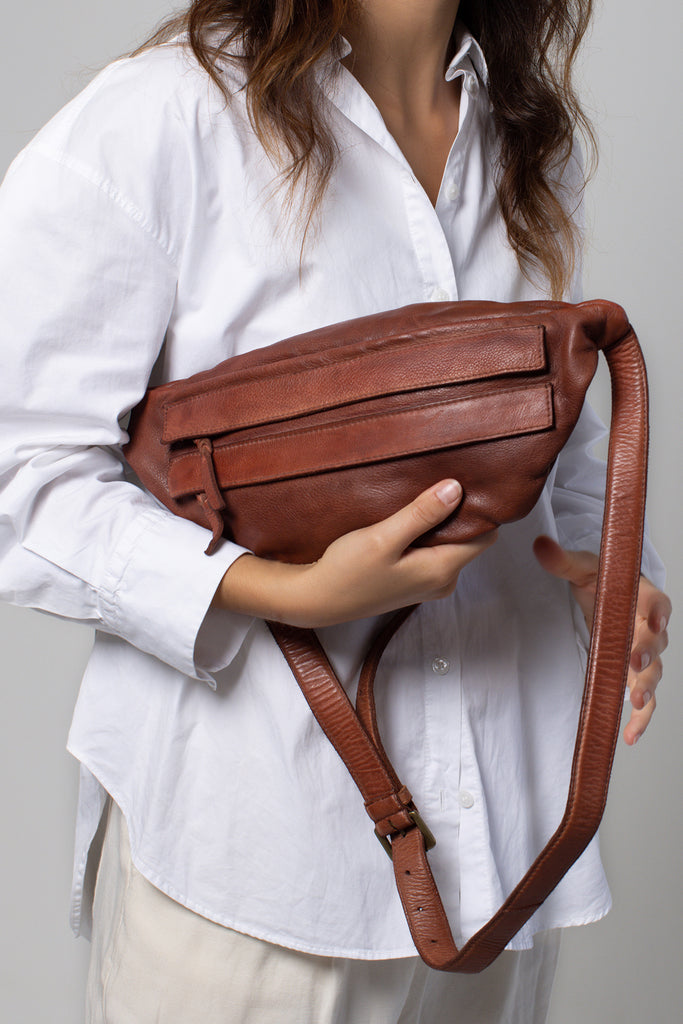 Natural Tan Italian Leather Sling Bag