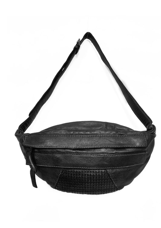Italian Leather Sling Bag Black