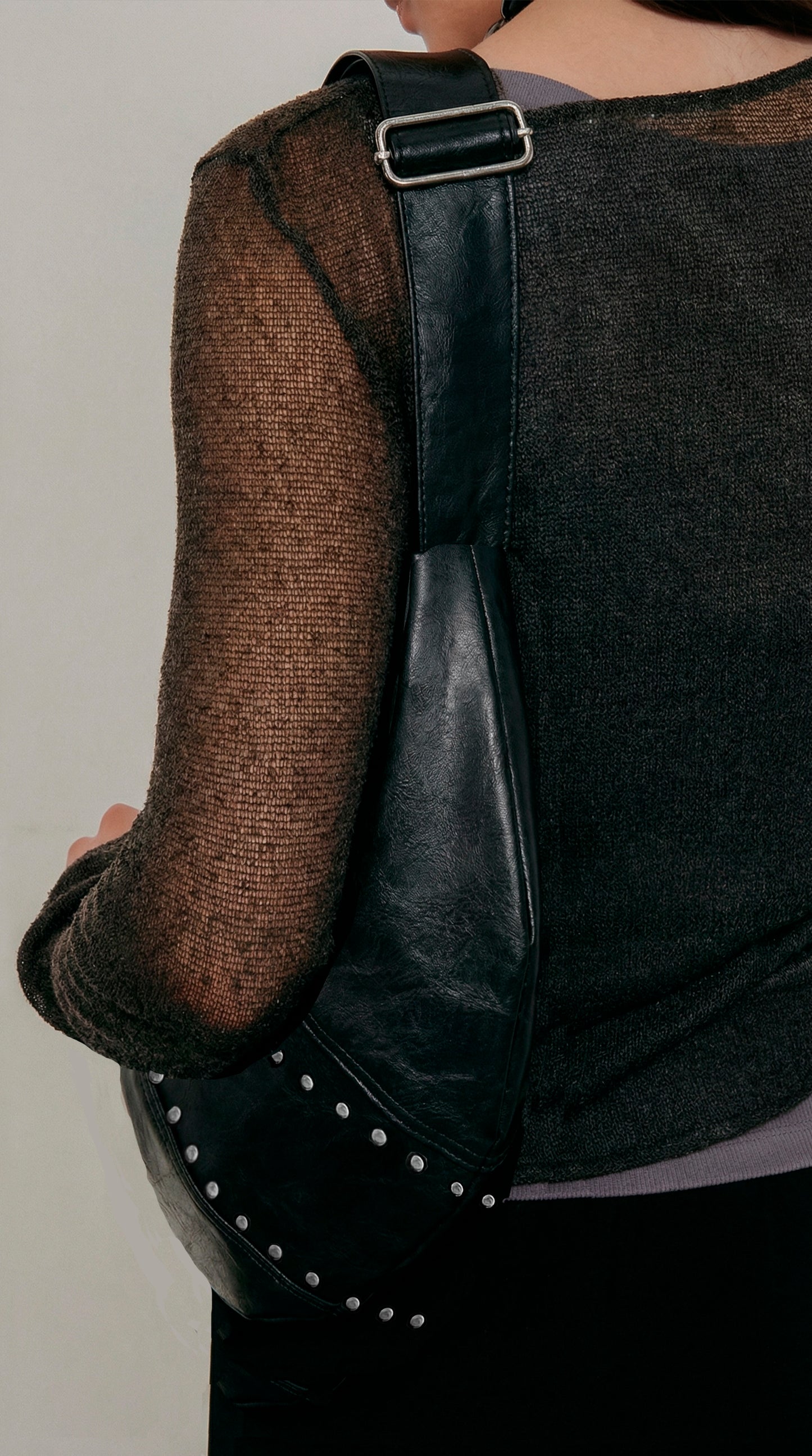 Studded Crescent Sling Bag