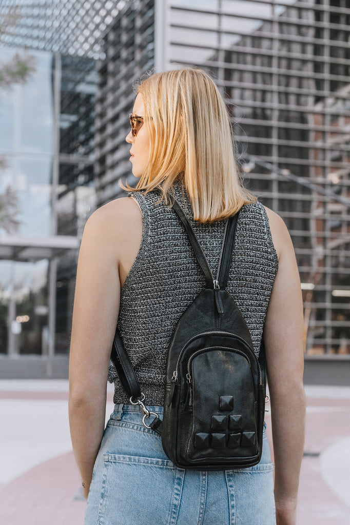 Mini faux deals leather backpack
